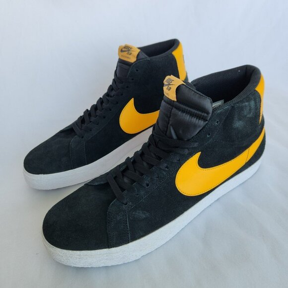 SIZE 15 MEN\'S NIKE SB ZOOM BLAZER MID BLACK YELLOW 864349-009 main image 6
